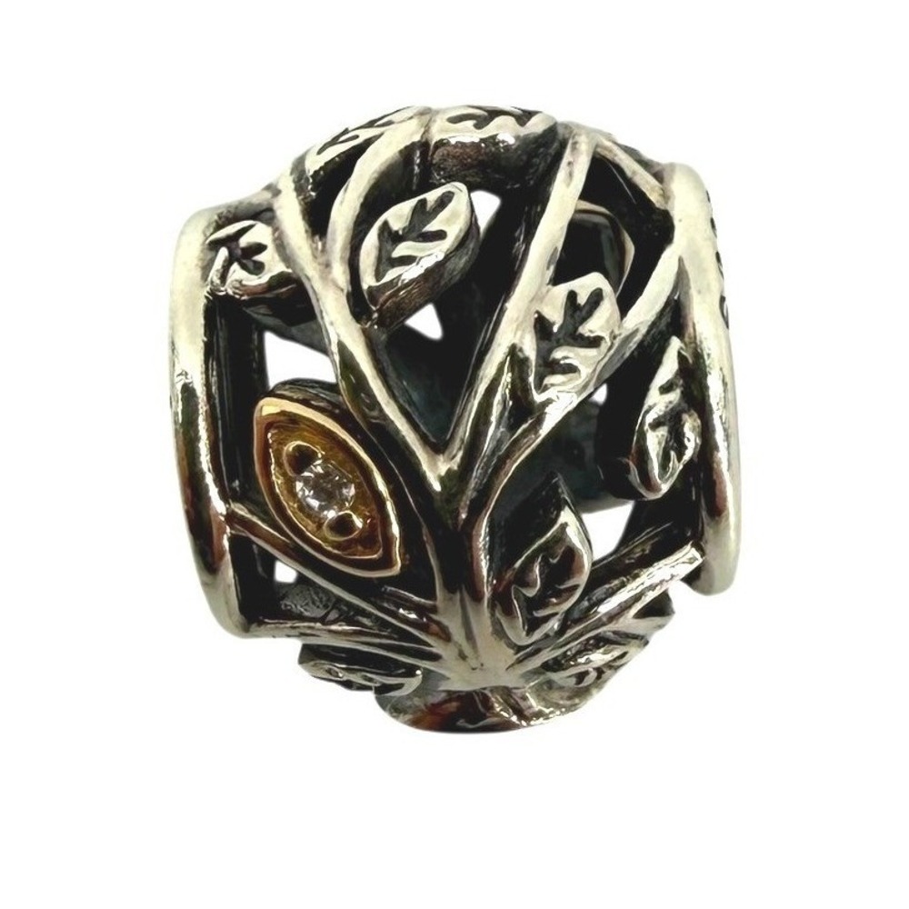 NWT Pandora Family Tree Charm 791205CZ Sterling Silver 14k Gold Cubic Zirconia - Picture 6 of 9